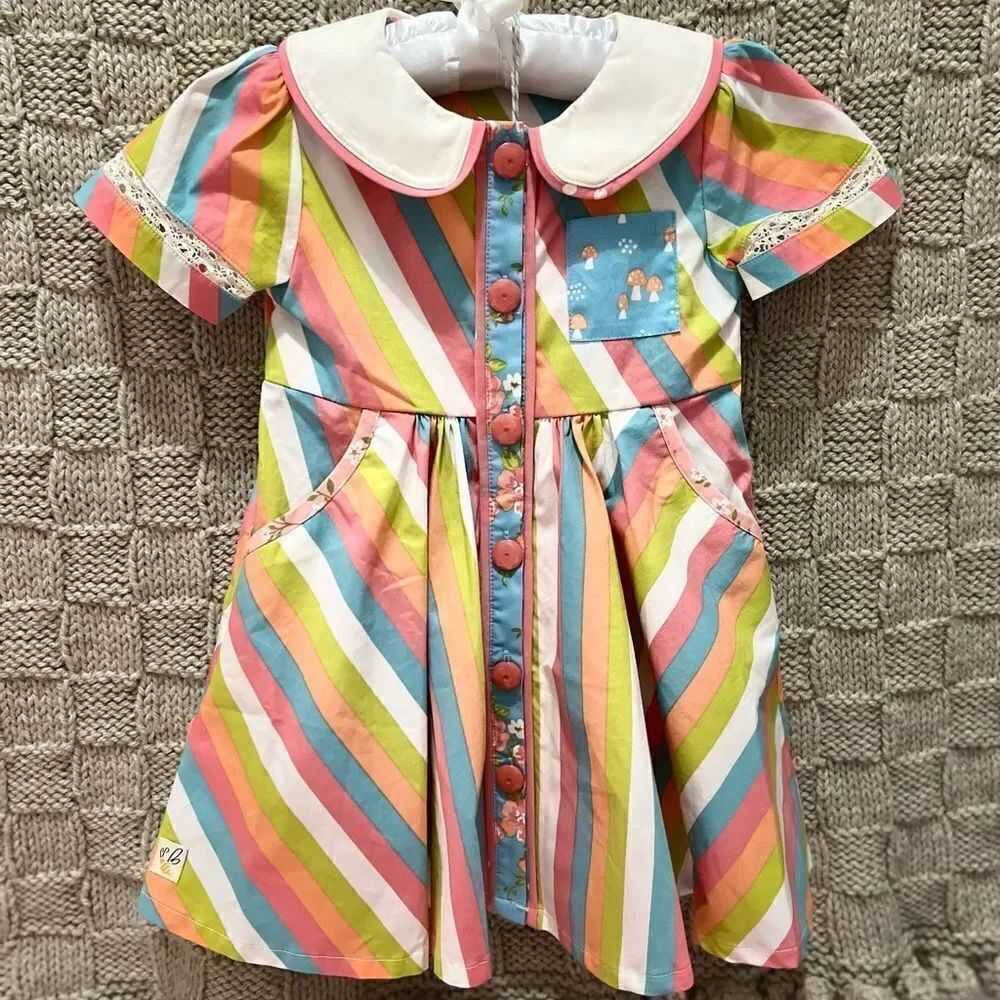 Wildflowers DayDream Believer Rainbow Row Rainbow Striped Dress 2T NEW